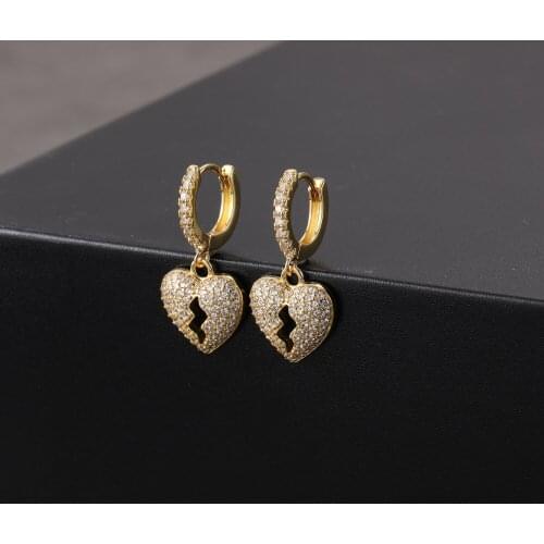 Heart Shape Bling Bling Brass Earrings Fashion stud earrings for women E020