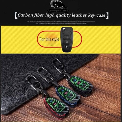 Carbon fiber Car Key Portection Folded Key Case Cover Protective Key Bag for Ford Focus 3 4 MK3 MK4 Ranger Kuga Fuga Parts