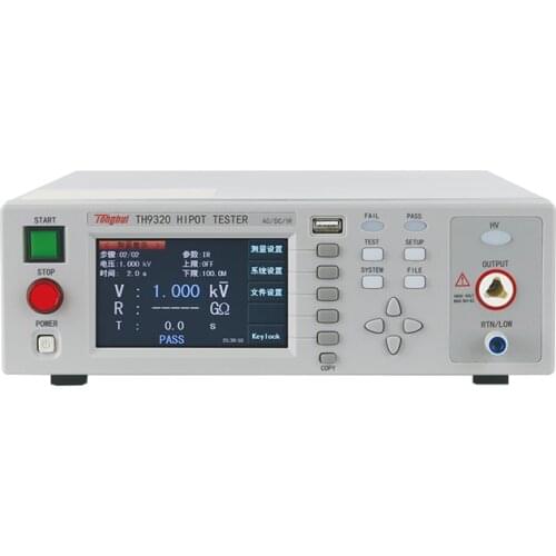 TH9320 Hipot Tester AC/DC Withstanding Voltage Tester Insulation Resistance Test Function 1Mohm-9999Mohm