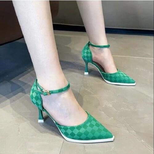 Women Fashion Party & Night Club Golden High Heel Shoes with Buckle Strap Ladies Sexy Spring Wedding Silver Heel Pumps G5955