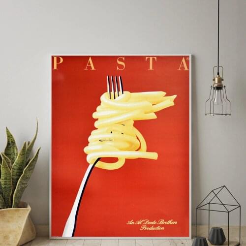 Vintage Italian Pasta Retro Food and Drink Italy Cafe Restaurant Print Poster Wall Art Canvas Painting Foodie Kitchen Art Decor