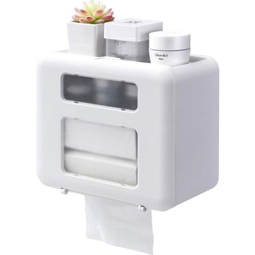 Toilet Paper Holder Waterproof Wall Mount for Toilet Paper Tray Roll Paper Tube Storage Box Tissue Box Shelf Bathroom Supplies