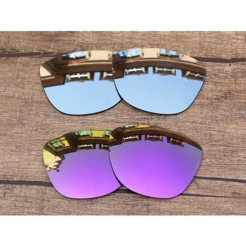 Vonxyz 2 Pairs Chrome Mirror & Violet Mirror Replacement Lenses for-Oakley Frogskins Frame