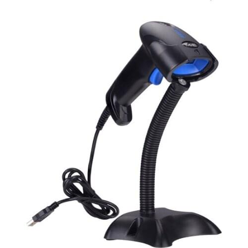 NEW High-quality wired laser scanner 1D scanner with automatic continuous Laser barcode scanner with Stand for POS Plug and play