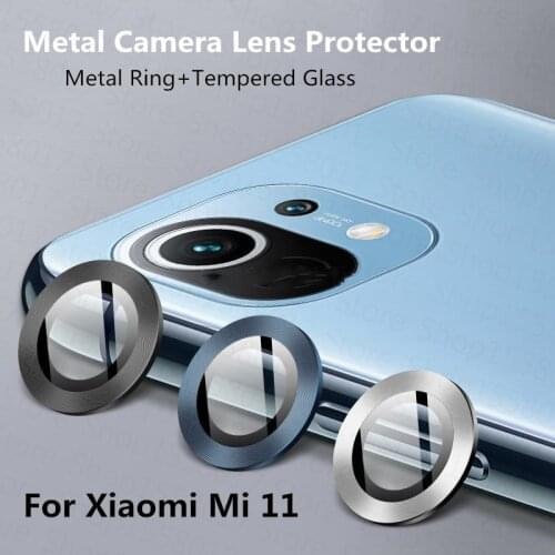 Camera Lens Protector For Xiaomi Mi 11 Metal Ring Lens Tempered Glass Film On For Xiaomi Mi 11 Mi11 Full Camera Cover