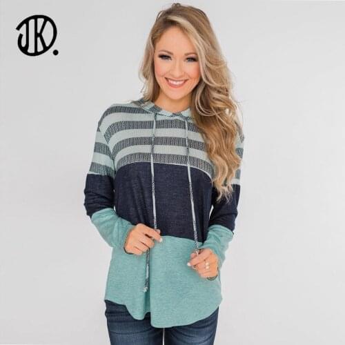 Lady Autumn Stitching Hooded Sweateshirt Fashion Long Sleeve Contrasting Color Top Pullover Winter Elk Print Cute Style Home Top