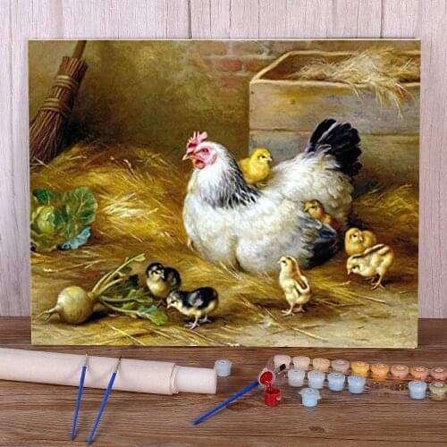 Animal Chicken Paint By Numbers Package Acrylic Paints 50*70 Picture By Numbers Photo New Design Adults Drawing