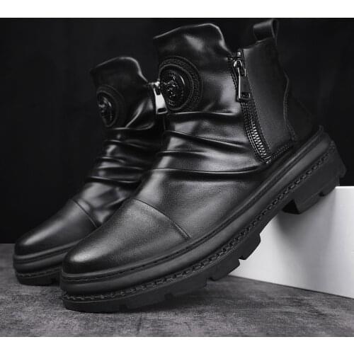 Winter High-top Mens Shoes Martin Boots Fashion Casual Shoes Mens Outdoor Tooling Shoes All-match Motorcycle Boots