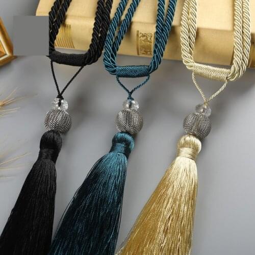 1 pair curtain tieback europe hanging ball metallic line Weaving net accessories rope tie buckle hanging tie tape back M508