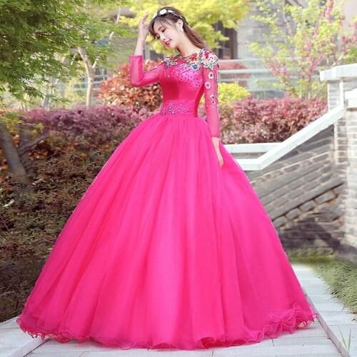 100%real carnival hot pink masquerade court medieval dress renaissance Gown queen Victorian /Marie/ Belle Ball/ball gown