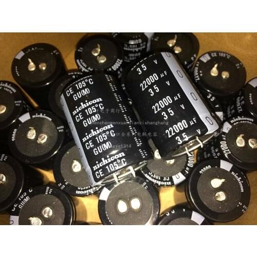2pcs Genuine NICHICON GU 35V22000UF 35X50mm electrolytic capacitor 22000uF/35v CE 105 degrees 22000UF 35V gu