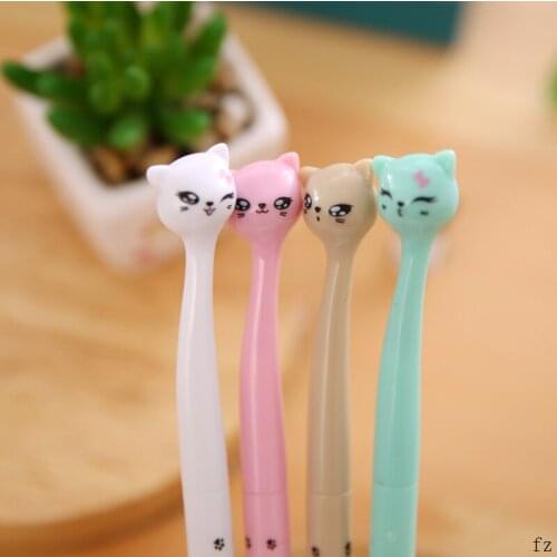 200 Pcs Student Pen Cat Gel Pens 0.5mm Black Ink Pen Full Needle School Supplies Office Supplies
