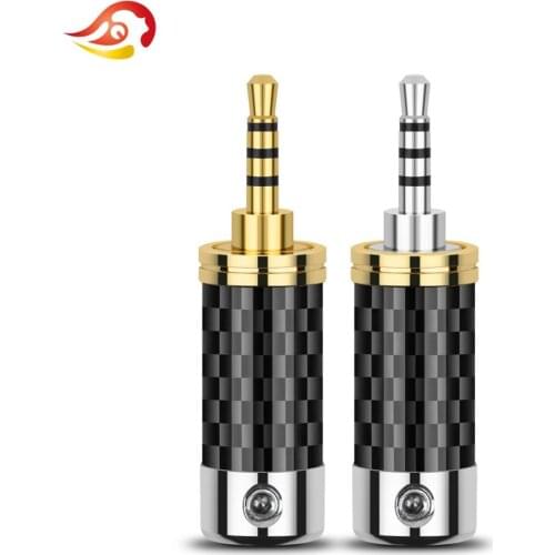QYFANG 2.5mm 4 Pole Stereo Adapter Carbon Fiber Audio Jack Rhodium Plated Earphone Plug Wire Connector For AK320 380 Headphone