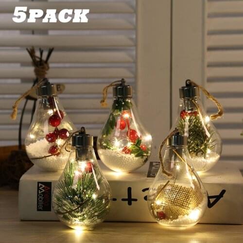 5Pcs Creative Christmas Transparent LED String Light Bulb Home Hanging Decorative Snow Ball Lamp