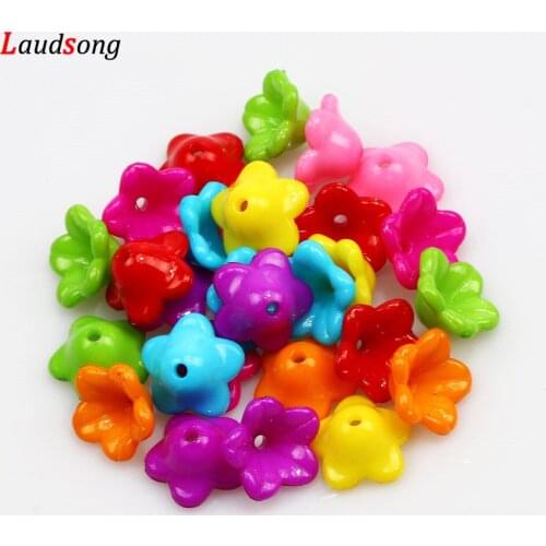 50Pcs 12mm Mixed Color Morning Glory Acrylic Flower Spacer Beads For Jewelry Making Necklace Bracelet DIY Jewelry Accessories