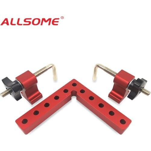ALLSOME 90° Positioning Block Woodworking Adjustable Ngle Clip Ruler Aluminum Alloy Right Angle L-Shaped Auxiliary Fixture