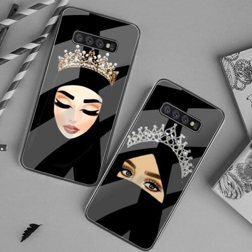 Arabic Hijab Girl Queen Crown Phone Case Tempered Glass For Samsung S20 Plus S7 S8 S9 S10 Plus Note 8 9 10 Plus