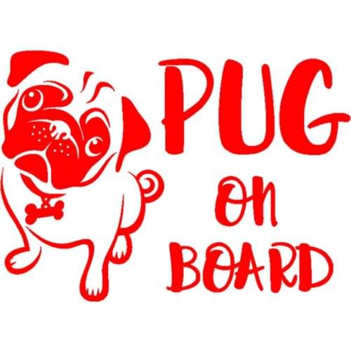 Animal Car Stickers 16.7x12cm PUG ON BOARD Cartoon Dog Waterproof Car Styling Sticker Decal Decor