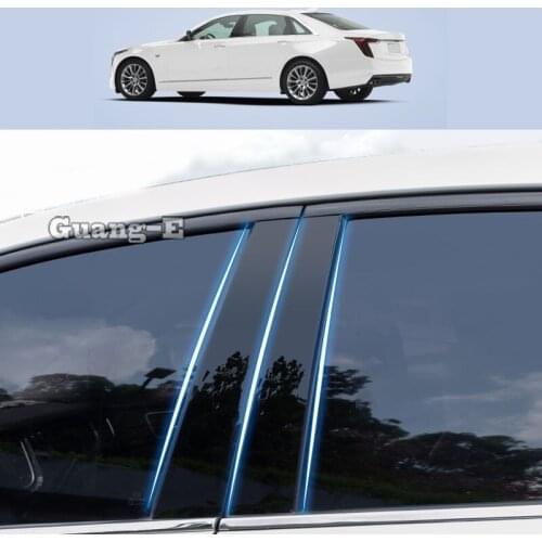 For Cadillac CT6 2016-2021 Car PC Material Pillar Post Cover Door Trim Window Piano Black Molding Sticker Plate 6pcs
