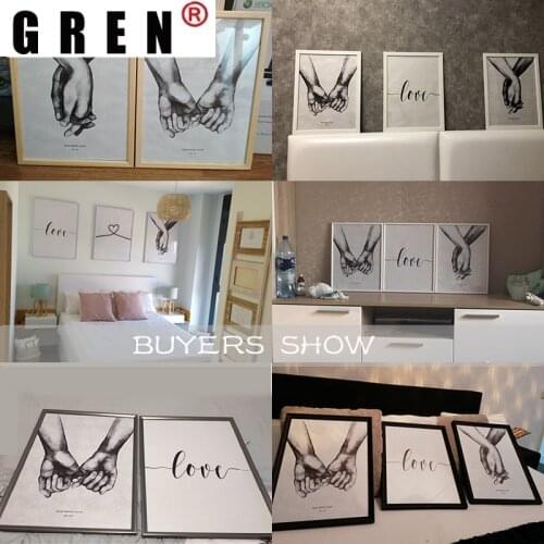 GREN Nordic Back White Style Sweet Love Wall Art Canvas Poster Minimalist Print LOVE Quotes Painting Picture Living Room Decor