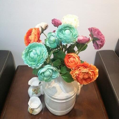 8pcs/set 2 heads Artificial Peony Tea Rose Flowers Camellia Silk Fake Flower flores for DIY Home Garden Wedding Decoration