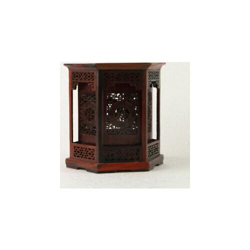 Exquisite CHINESE Rosewood Pen holder Handwork Carved Polygon Hollow Brush Pot