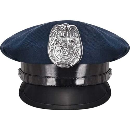 Men & Women Adult Blue Police Officer Hat Halloween Cosplay Cap Cop Costume Accessories Anime Props