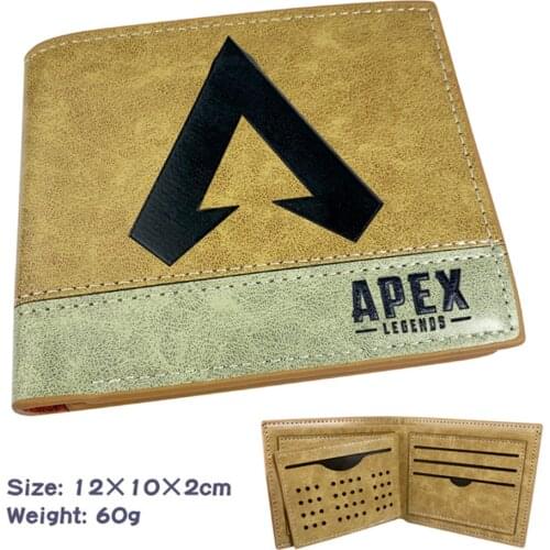 Game Apex legends Teenager Khaki Leather Wallet Mens Short PU Photo Credit Cards Holder Casual Bifold Purse Hot