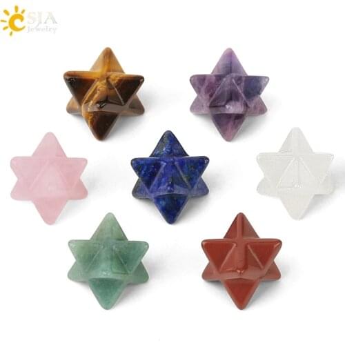 CSJA Star Crystal Merkaba Natural Stone Merkabas for DIY Jewelry Chakra Wiccan Reiki Healing Energy Protection Decoration G183