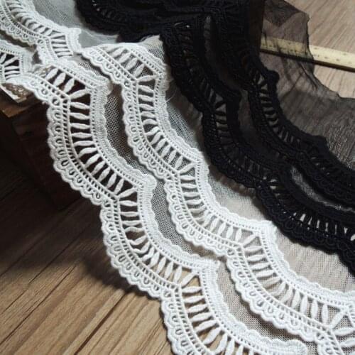 3Yards/lot Exquisite cotton water soluble net flower double layer embroidery lace width 14cm