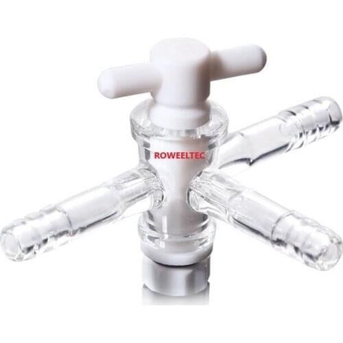 Laborotary Vacuum Adapter with three 10mm hose connections PTFE stopcock glass instrument