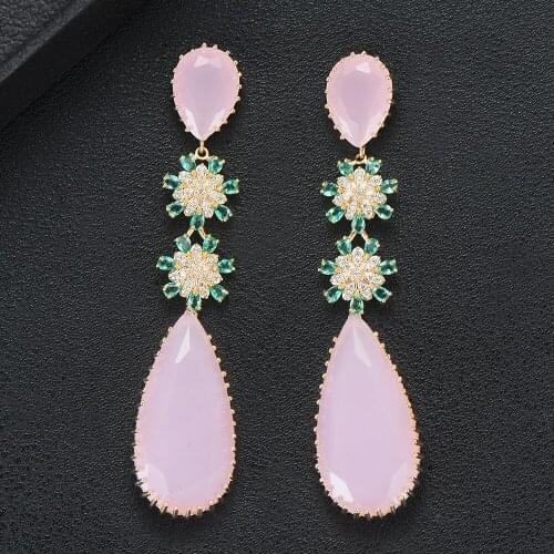 LARRAURI Famous Brand Clear Crystal Waterdrop Dangle Earring For Women Geometric Squar Earrings ZIRCON Cross Earring Jewelry