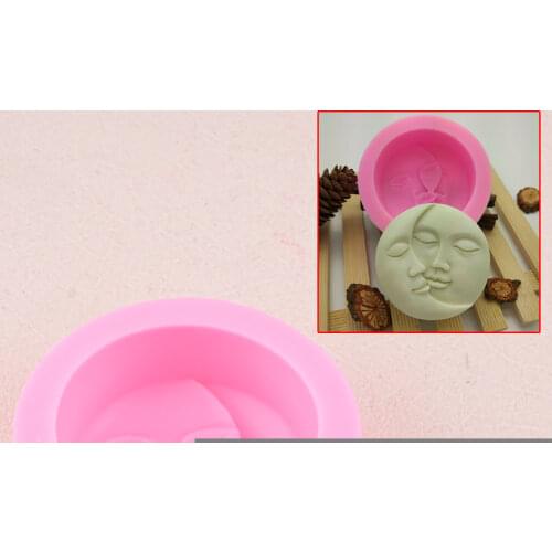 LETAOSK Round Sun & Moon Face Silicone Soap Craft Cake Mould For DIY Handmade Use