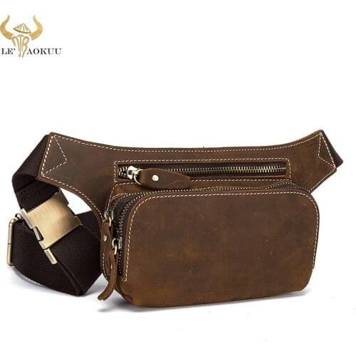 Hot Sale Top Quality Leather Unisex Cross-body Sling Bag Design Travel Cigarette Phone Pouch Case Fanny Waist Belt Bag Pack 1353