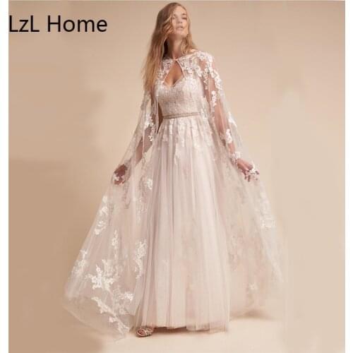 Fashion Bridal Shawl Lace Applique Sweep Train Wedding Accessories Shawl White / Ivory White Bridal Jacket