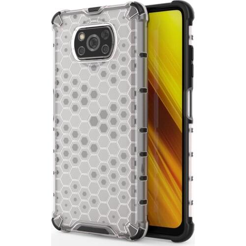 2021 New Transparent PC Armor Honeycomb Case for Xiaomi POCO X3 NFC Mobile Phone Protective Case Soft Back Shell for Xiaomi