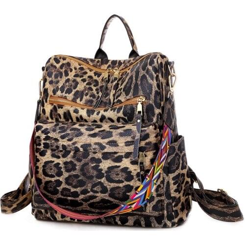 New Ladies Leopard Print Backpack Luxury Famous Design Street Culture Fashion Shoulder Bags Cute Personality Backpacks for Women