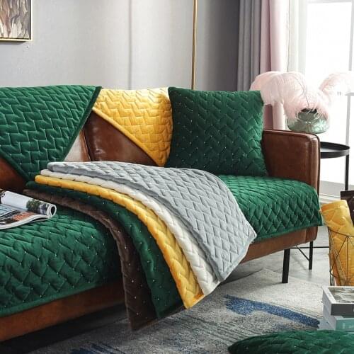 Autumn winter thick non-slip sofa cushion Nordic short plush full cover sofa cover customize slipcover leather sofa protector