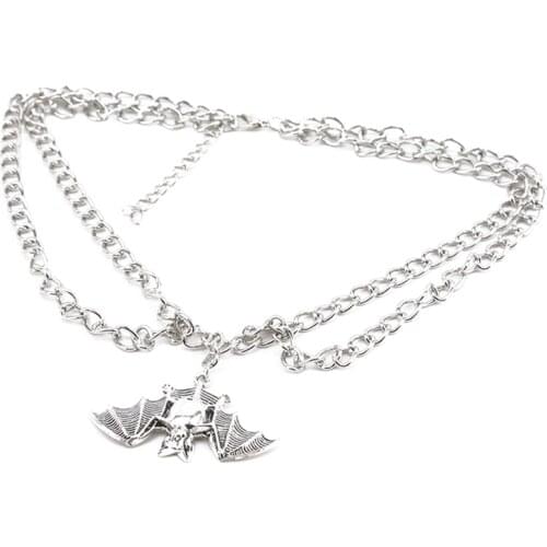 Punk Chain Silver Color With Bat Necklace For Women Men Padlock Pendant Necklace 2020 Statement Gothic Fashion Jewelry