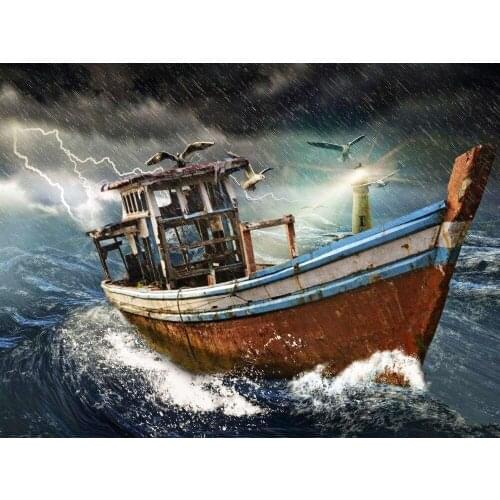 5d diy Diamond Embroidery Fishing boat seascape diamond Painting rhinestones pictures Cross-Stitch Christmas Gift Home Decor
