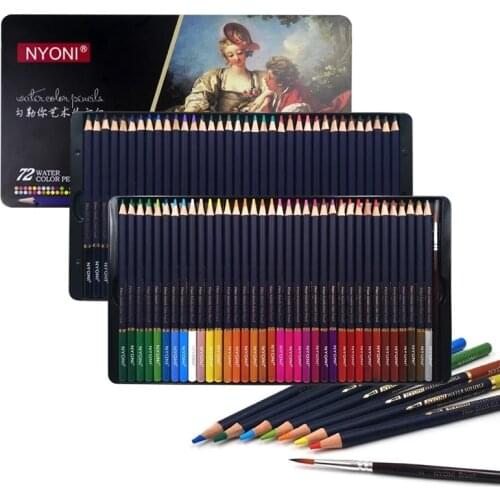 Professional Watercolor Pencil 12/24/36/48/72 Colors Soft Water Soluble Colored Pencils Set For Painting Student Artist Supplies