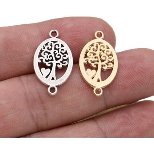 10Pcs Gold Color Tree of Life Charm Connectors for Jewelry Making Bracelet DIY Findings Accessories 23x14mm