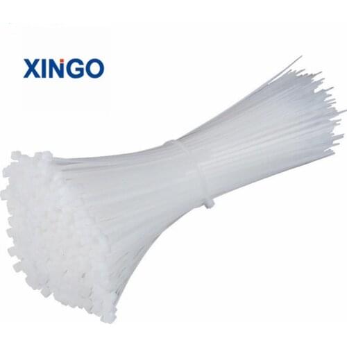 Xingo 120mm Self-locking Nylon Cable Ties 100pcs Plastic Zip Tie 18 lbs UL RoHS SGS Approved Loop Wrap Ties white and black