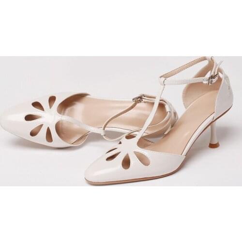 SKLFGXZY Summer Genuine Leather Women Sandals High Heels Flowers Pointed Party Wedding Shoes Sandals