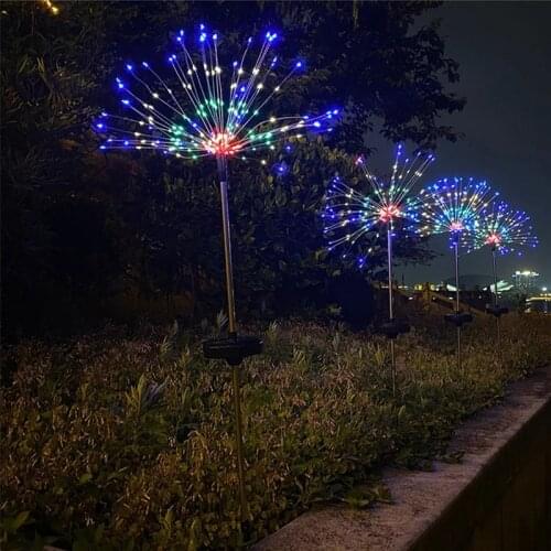 Solar Fireworks Lights Outdoor 150/200LEDS 8 Modes Waterproof Lights RGB Lawn Lamps for Garden Corridor Yard Garage Colourful