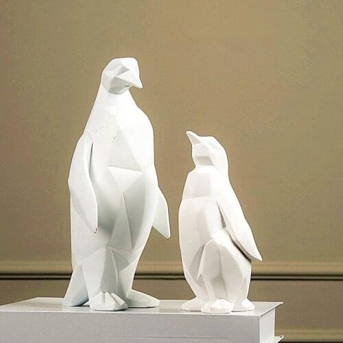 ORIGAMI PENGUIN STATUE SIMULATION ANIMALS KITTEN RESIN CRAFTWORK OFFICE SHOW WINDOW LIVING ROOM DECORATION L2778