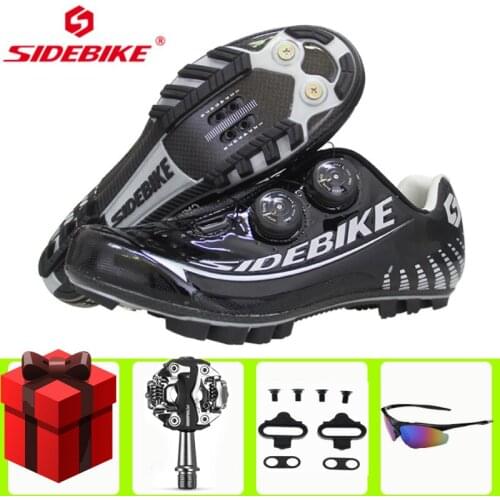 SIDEBIKE Cycling Shoes Men Carbon Fiber Mountain Bike Sapatilha Ciclismo Mtb Bicycle Self-Lock Breathable Non-Slip Bike Shoes