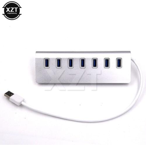 High Quality 7 Ports USB3.0 Hub Aluminum Super Speed Hub with Power Adapter USB3.0 Cable Cord for iMac MacBook PC Laptop