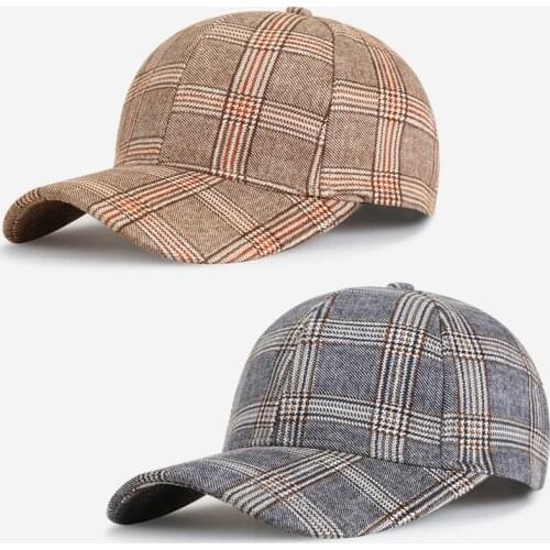 Womens 6 Panels Plaid Print Baseball Caps Adjustable Sun Hat Sunbonnet