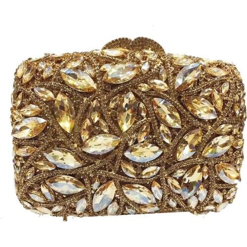 Lady crystal evening purse Handcraft rhinestones party clutch bags soiree sac pochette women wedding bride pouch Green Clutches